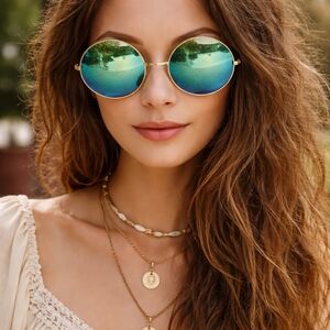 Circle‎ Steampunk  Green tint sunglasses 5 star rated NEW